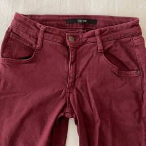 Joe’s high waisted wide leg dark maroon Joe’s jeans